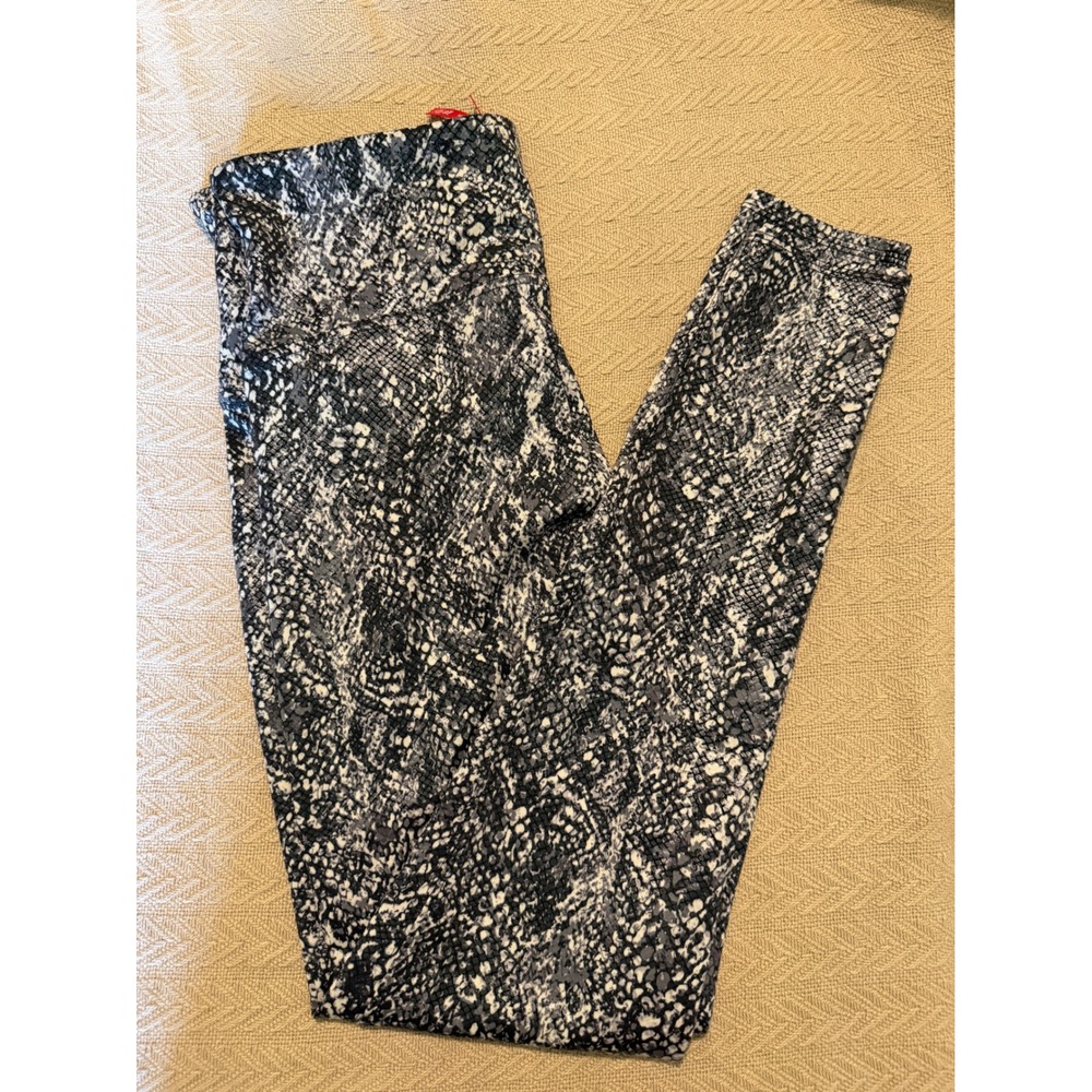 Spanx Gray Black Snakeskin Print High Waisted Compression Leggings XL